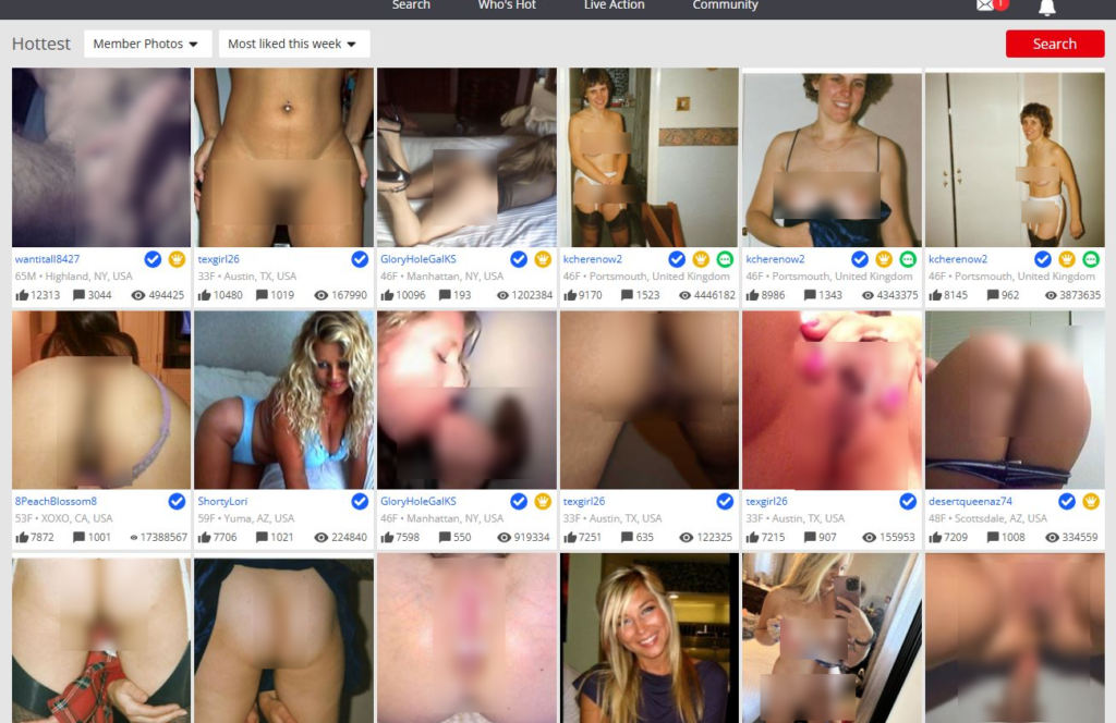 Who’s Hot section on AdultFriendFinder