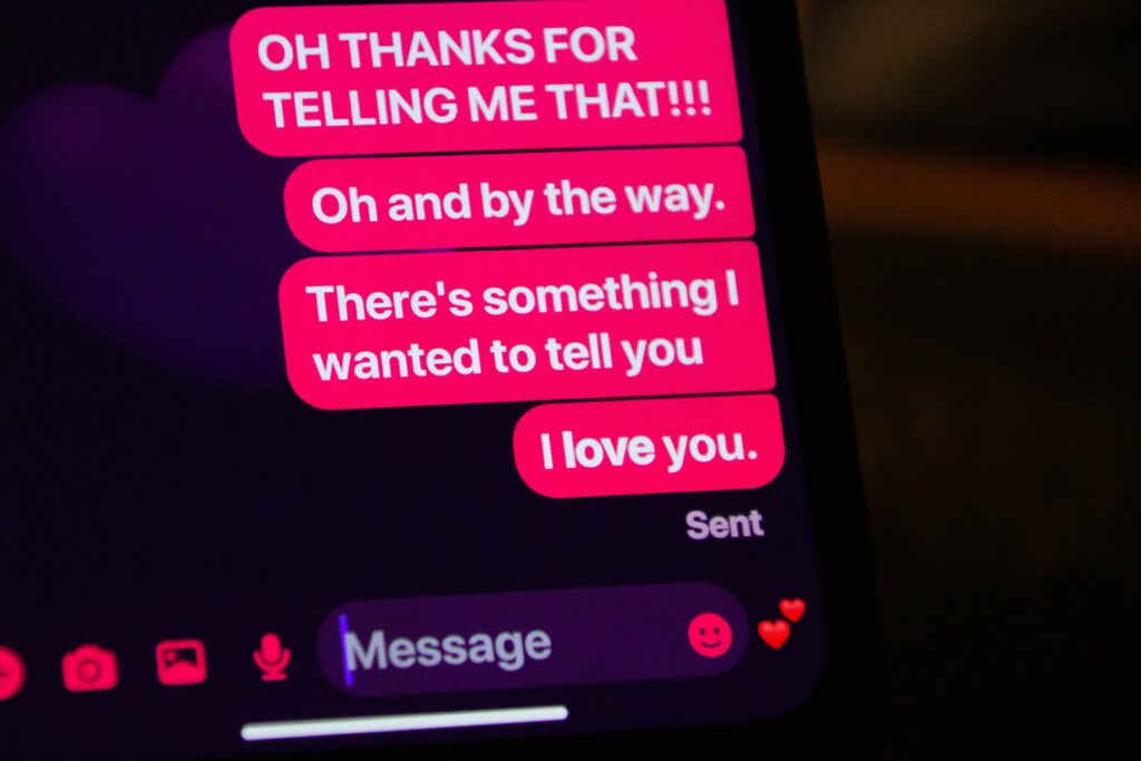 AI girlfriend chat messages on smartphone screen