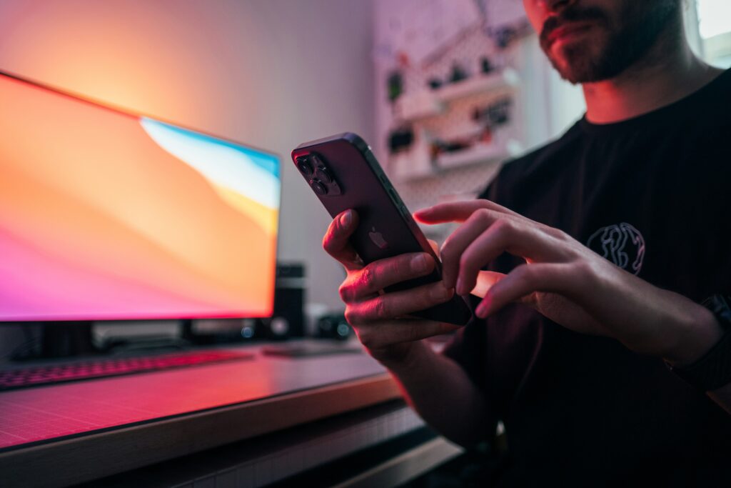 Checking escort sites on a smartphone