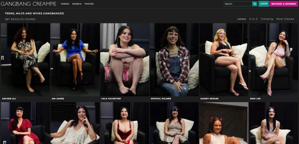 Models page on GangbangCreampie