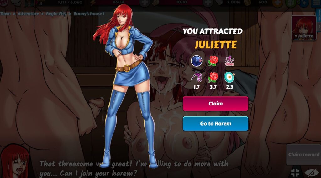 Unlocking a new girl in Hentai Heroes