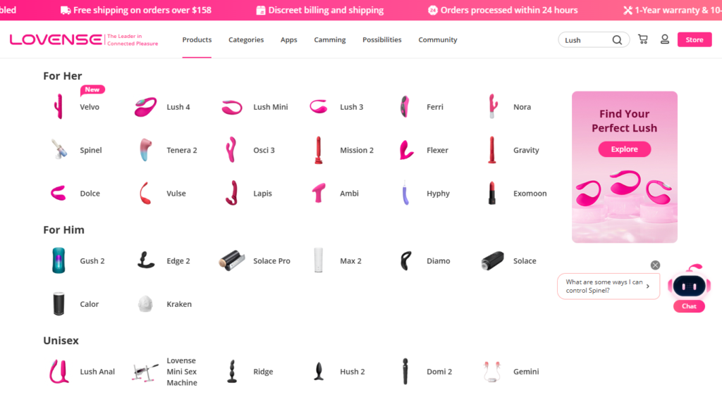 Lovense app-controlled products and devices