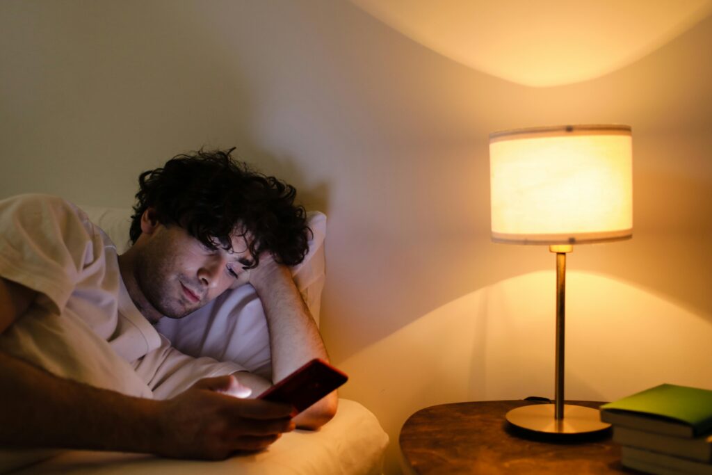 Man browsing content on a smartphone