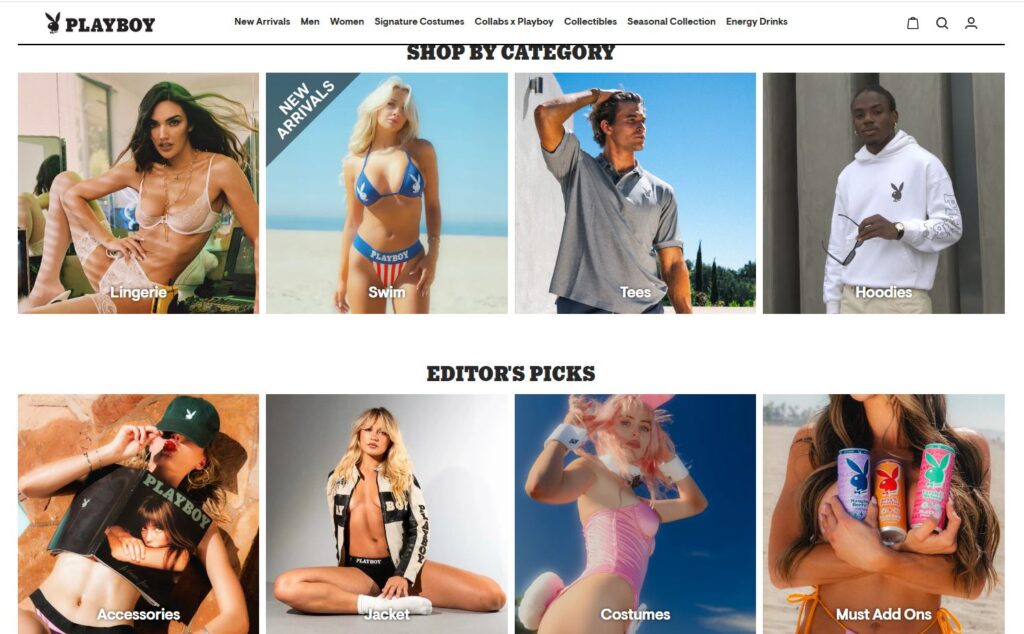 Playboy Shop categories