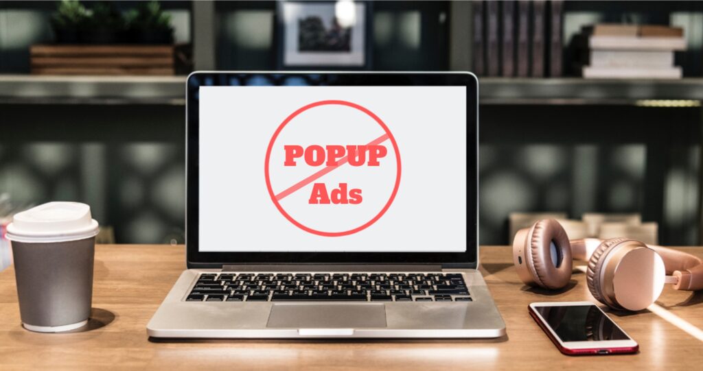 Laptop screen showing popup ads