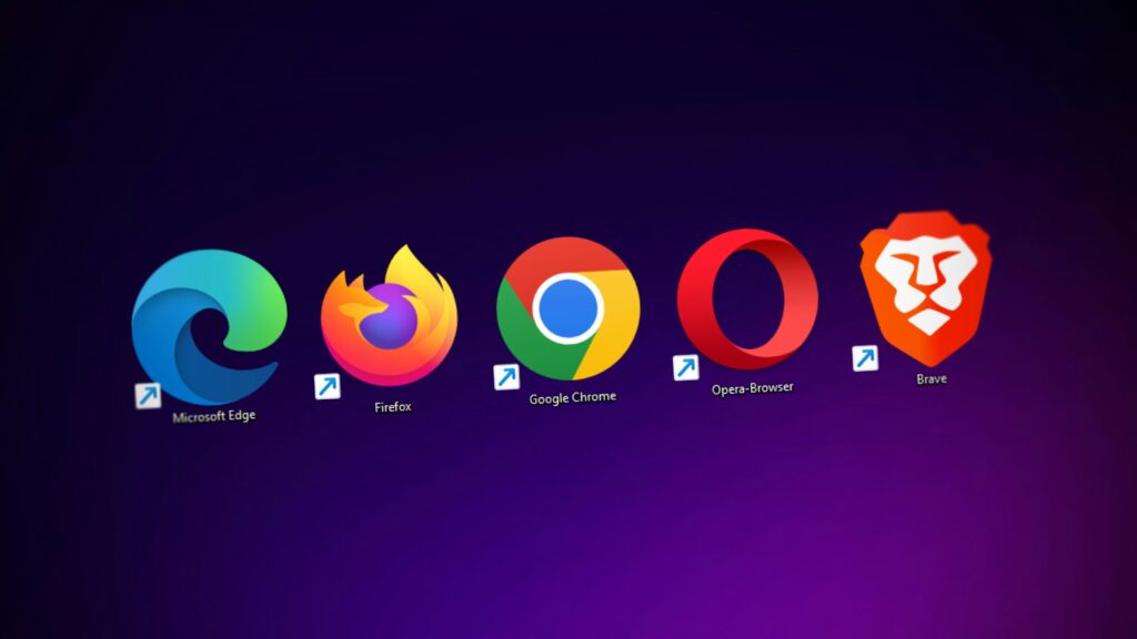 Popular web browsers on a desktop screen