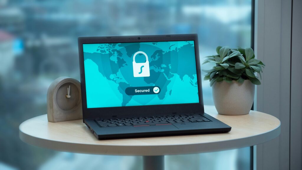 Laptop showing a secured VPN connection