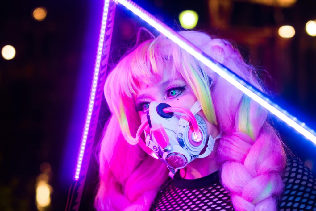 Stylized neon fantasy portrait