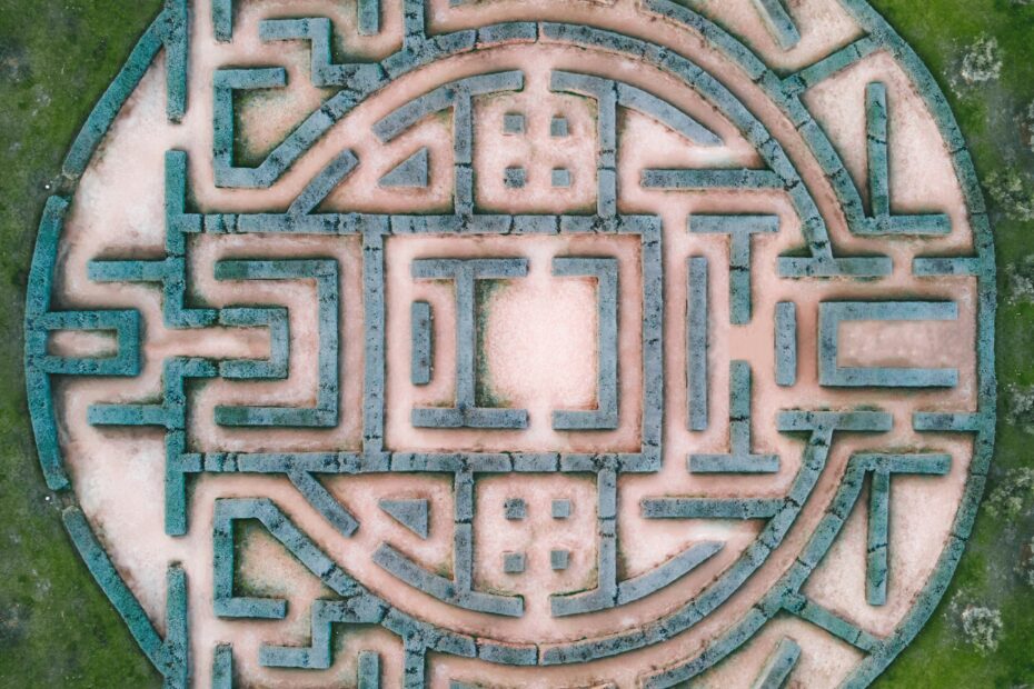 Aerial view of a maze