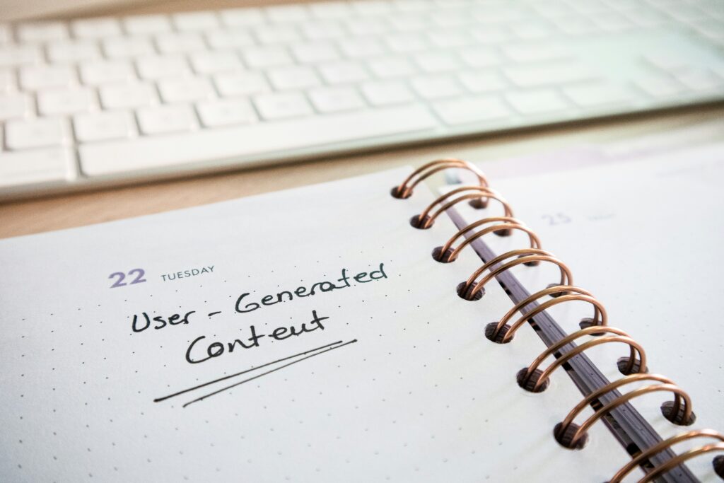 Notebook showing user generated content